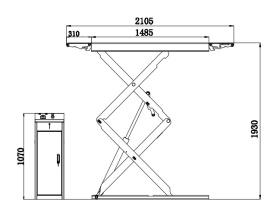 Подъёмник ножничный короткий 3.5т KraftWell KRW350SF_blue
