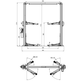 Подъемник 2-х стоечный 4 тонны KraftWell KRW4MU_blue