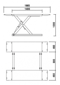Подъемник ножничный короткий 3т KraftWell KRW3TN