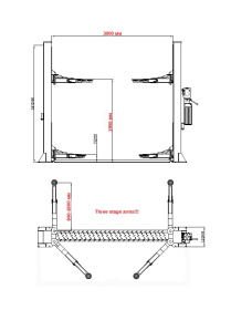 Подъемник двухстоечный 5.5 тонн KraftWell KRW5.5MXL_blue