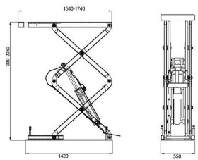 Подъемник ножничный короткий 3.2 тонны KraftWell KRW3.2U