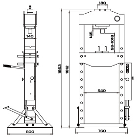 Пресс ручным и пневмоприводом 30 т KraftWell KRWPR30A